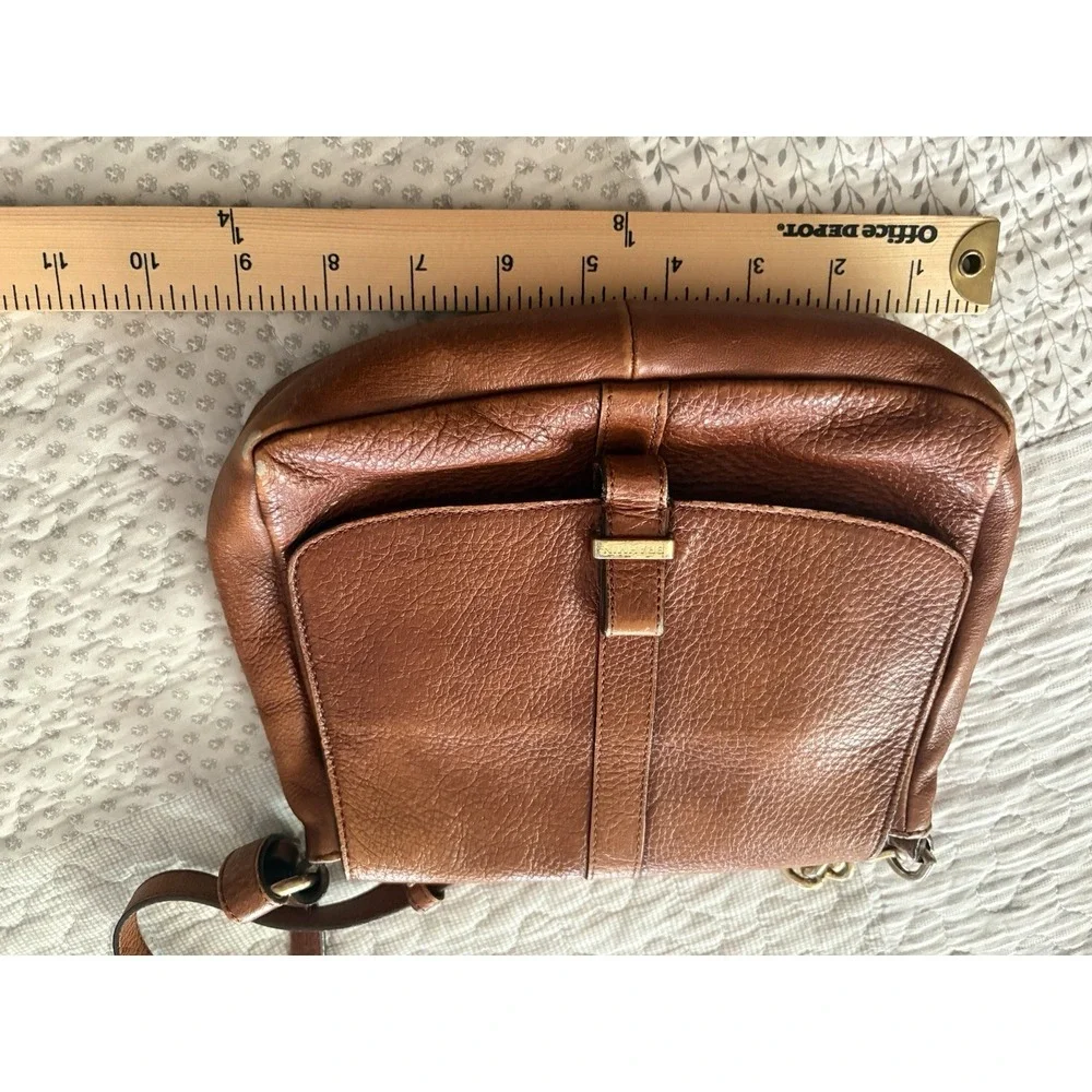 Vintage Brahmin Leather Crossbody Saddle Bag Croc Embossed Brown Turn Lock Purse